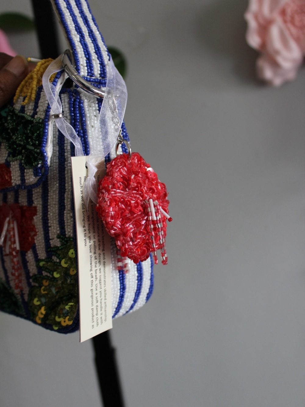 Beaded Floral Embellished Shoulder Bag - Multicolor - Picture 4 of 11